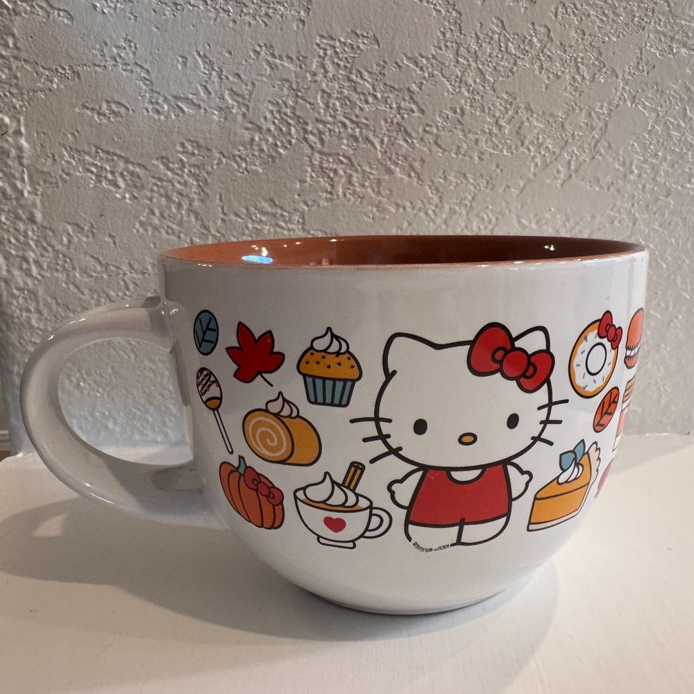 Sanrio Hello Kitty Ramen Pho Bowl 24 oz Ceramic Fall‎ Theme Pumpkin No Spoon